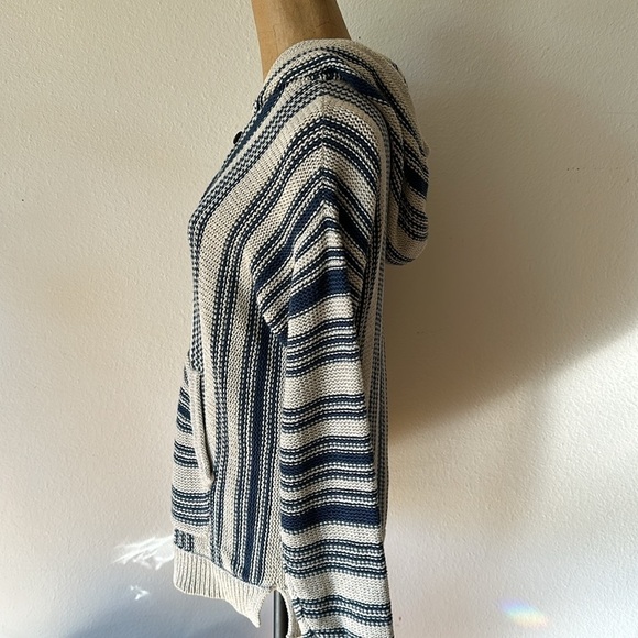 Outerknown sz XS blue white knit pullover hoodie puma cotton great condition - Picture 3 of 8